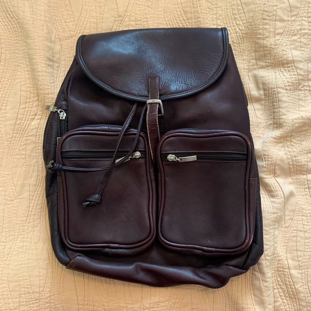 Italian leather brown backpack